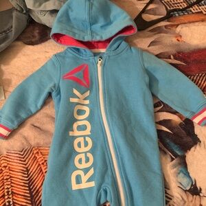 Reebok Light Blue and Pink Kids one piece with hood NWOT